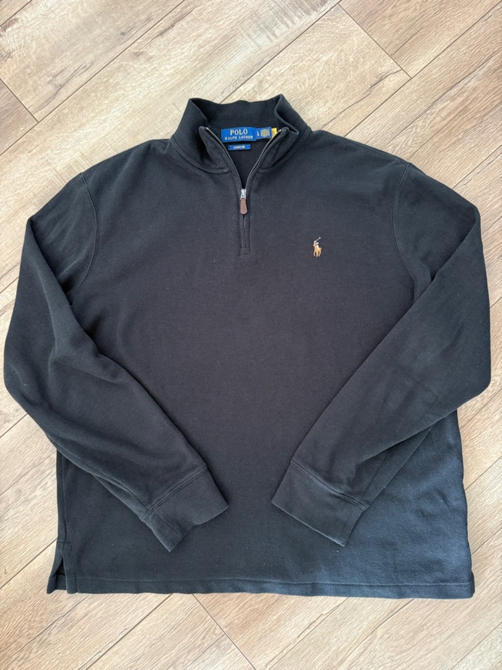 Polo by Ralph Lauren Black Quarter-Zip with Gold Pony Logo